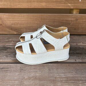 MM6 Maison Margiela Platform Sole Sandals Zip Up Women's Size 37 White